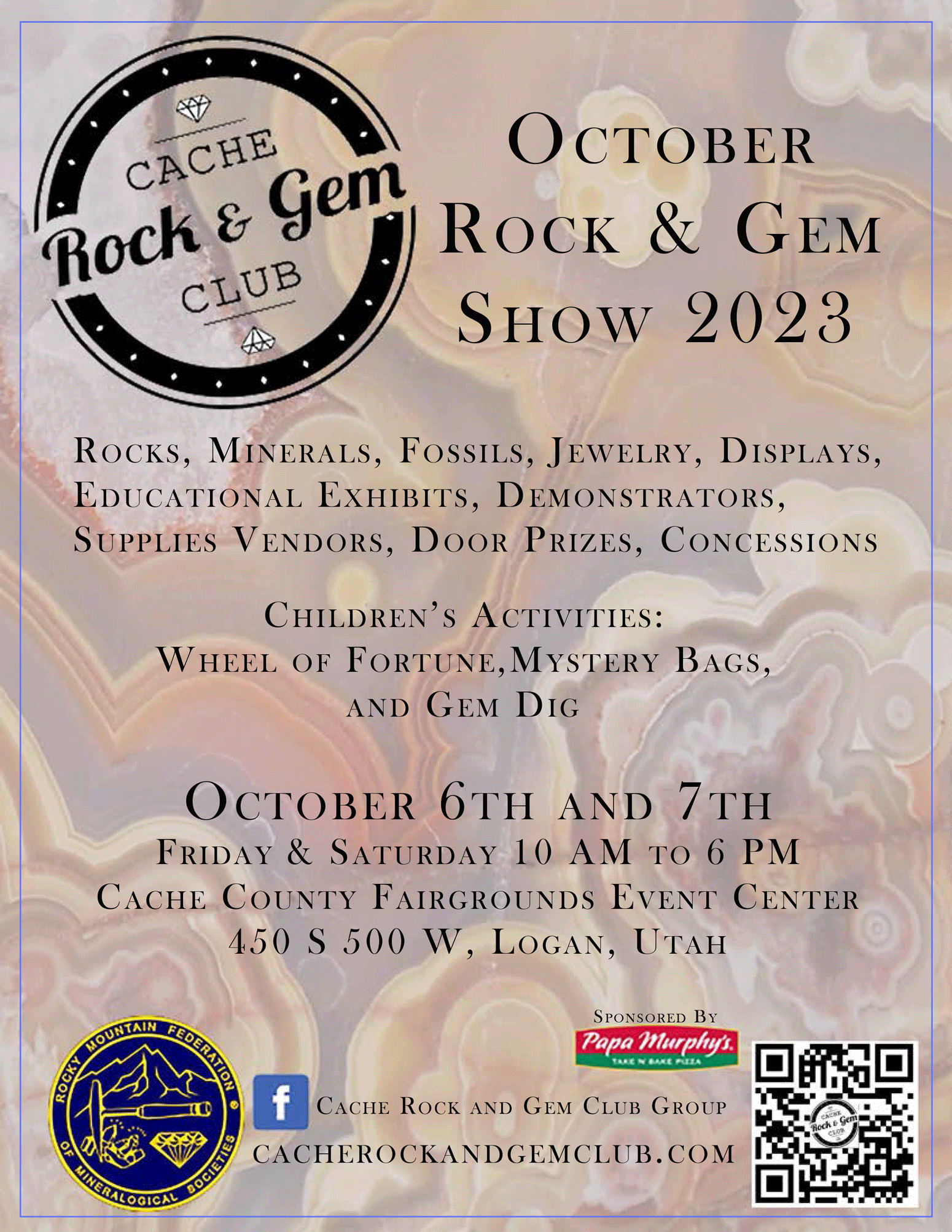 Cache Rock and Gem show will be on October 6 - 7 2023